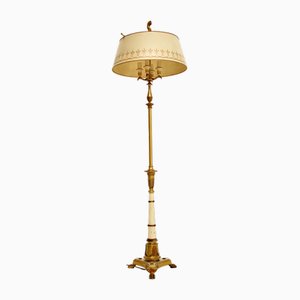 French Tole Floor Lamp & Shade, 1910s