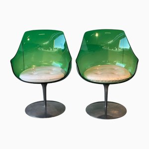 Sillas Champagne en verde de Estelle and Erwin Laverne para New Forms, 1957. Juego de 2