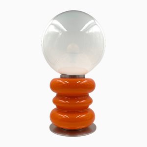 Space Age Tischlampe aus orangefarbenem Muranoglas von Carlo Nason für Mazzega, 1970er