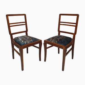 Art Deco Oak Dining Chairs, 1890s, Set of 2
