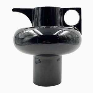 Modern Black Ceramic Pitcher Vase by Sergio Asti, Italy, 1969