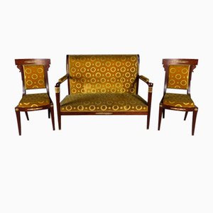 Sofa und Empire Stühle, 3er Set