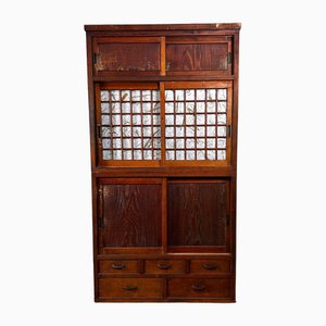 Traditional Japanese Tansu Storage Cabinet, 1920s, Set of 2