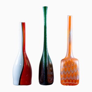 Italian Glass Vases in Murano and Seguso, Set of 3