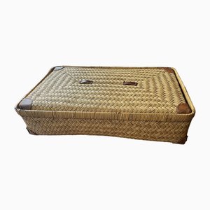 Two-Part Storage Box in Rattan and Leather by Adrien Audoux & Frida Minet, 1930s