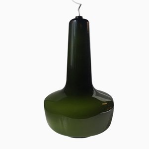 Lampe à Suspension Mid-Century en Verre Vert Olive par Jacob E. Bang, 1960s