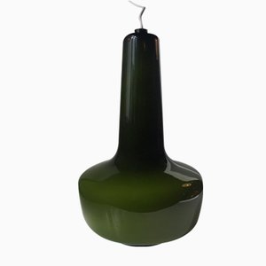 Mid-Century Olive Green Glass Pendant Lamp by Jacob E. Bang, 1960s