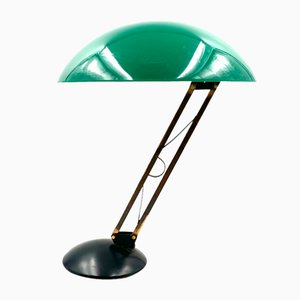 Lampe de Bureau Mid-Century Verte et Laiton, Italie, 1960s