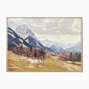 Fritz Schwaiger, April in the Mountains, 1920s, Huile sur Toile