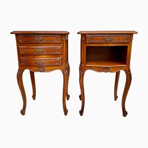 Louis XVI Style Nightstands with Drawers and Cabriole Legs, 1960s, Set of 2