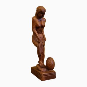 Estatua haitiana de madera tallada de Andre Lafontant, 1979