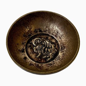 Aries Zodiac Dish in Bronze by Svend Lindhart, 1962