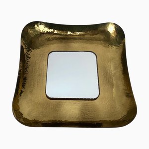 Mid-Century Hand-Hammered Brass Mirror, Austria, 1950s