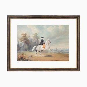 A Lady Riding a Grey Mare, 19th Century, Watercolor