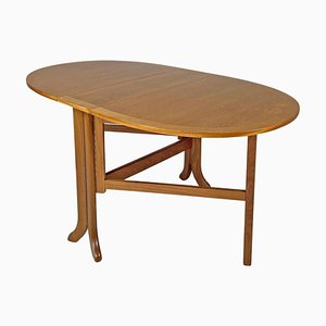 Mesa de comedor inglesa Mid-Century moderna de madera con puertas abatibles, años 60