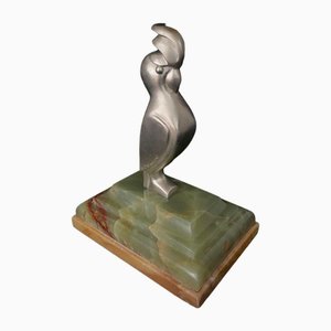 Art Deco Mascot in Silvered Bronze by GH Laurent Parrot
