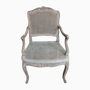 Louis XV Armchair with Cane and Gray Trim