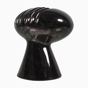 Schwarze Space Age Keramikvase von E. Bioli für Il Picchio, Italien, 1970er