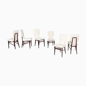 Mid-Century Wood and Fabric Chairs attributed to Ico Parisi for Cantù, Italy, 1960s, Set of 6