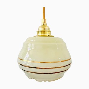 Vintage Hanging Light in Yellow Glass Gold