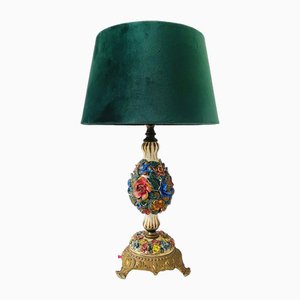 Lampe Capodimonte en Laiton & Porcelaine