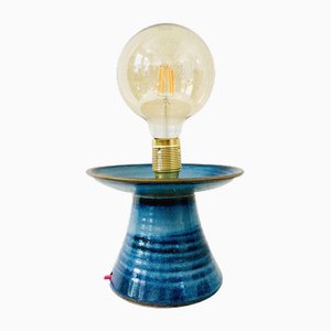 Lámpara de mesa vintage de cerámica azul
