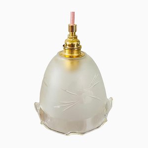 Lampe à Suspension Vintage avec Fleurs en Verre Transparent