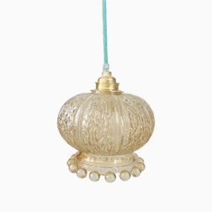 Lampada a sospensione vintage Medusa in vetro beige