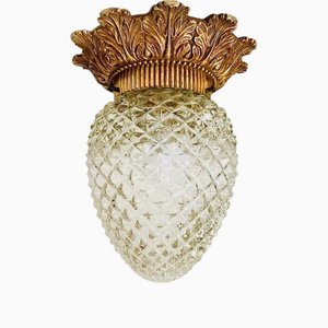 Vintage Baroque Ceiling Lamp in Brass Gold Pineapple