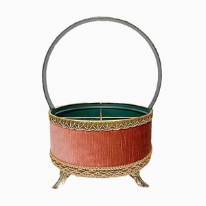 Brocante Wine Holder Pink Velvet Metal Baroque