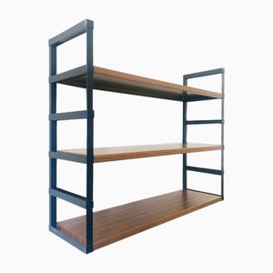 Vintage Wall Shelf in Black Steel & Teak