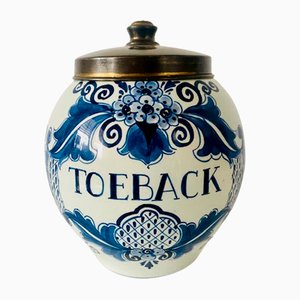 Pot Toeback Bleu de Velsen Keramiekfabriek pour Delft, 1950s