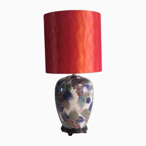 Vintage Ceramic Table Lamp with Tangerine Lampshade, 1960s