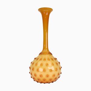 Large Amber Empoli Cased Glass Hobnail Vase