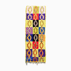 Traditional Checkered Cotton Moroccan Berber Runner Rug, 1980s