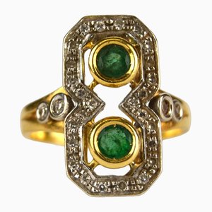 Art Deco Ring with Emeralds, 1900