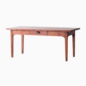 French Beechwood Farmhouse Dining Table, 1950s