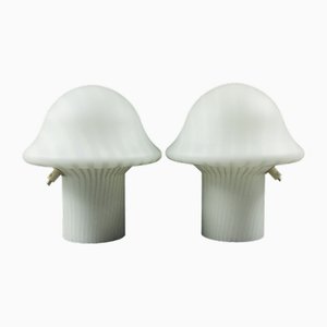 Gestreifte Mushroom Tischlampen von Peill & Putzler, 1970er, 2er Set