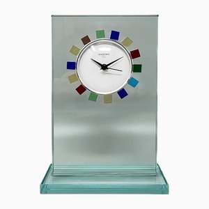 Reloj de mesa italiano de cristal de Omodomo, años 70