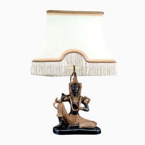 Thai Buddha Lamp in Bronze with Double Black and Gold Patina by Maison Charles for Maison Jansen, 1960