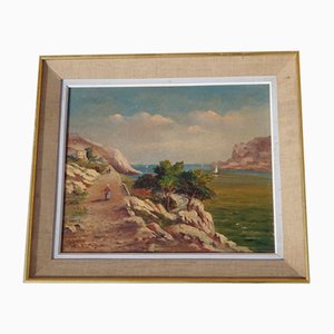 Alberti, paisaje, década de 1800, óleo sobre lienzo, enmarcado