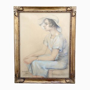 M. Ducoin, Ritratto di giovane donna, 1934, Tecnica mista su carta