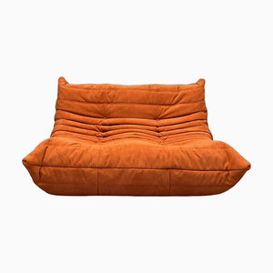 Orangefarbenes Vintage Togo Zwei-Sitzer Sofa von Ligne Roset