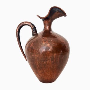 Small Vintage Embossed Copper Pitcher Vase by Egidio Casagrande, 1950s