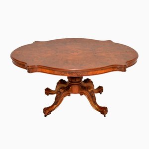 Antique Victorian Burr Walnut Dining Table, 1860