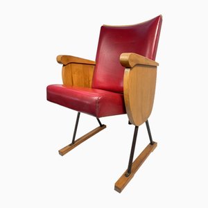 Vintage Armchair in Wood and Leather