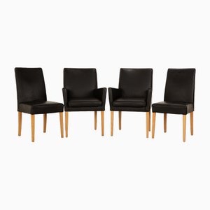 Leather Chairs in Black, Set of 4