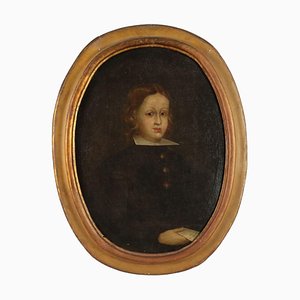 Italian Artist, Portrait of Child, 17th Century, Oil on Canvas, Framed
