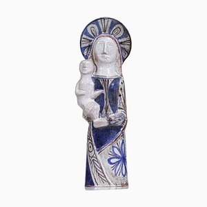 Virgen con el niño de cerámica atribuida a Jean Derval, años 60