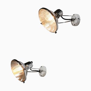 Italian Glass and Chromed Metal Sconces in the style of Achille Castiglioni, 1960, Set of 2